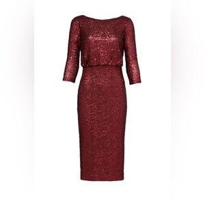 Badgley Mischka Collection Cowl Back Full Sequin Dress